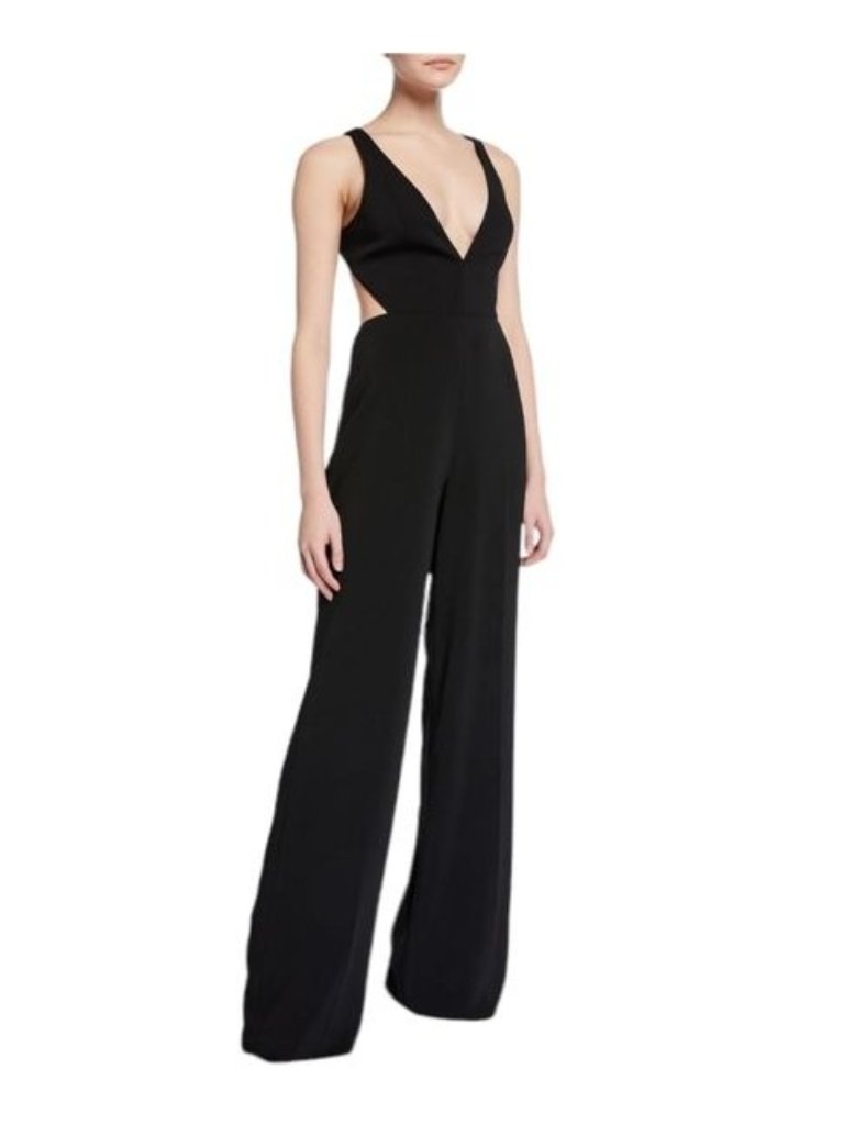 Jay Godfrey | Rooney Deep V-Neck Sleeveless Cutout-Back Jumpsuit Black Nwt